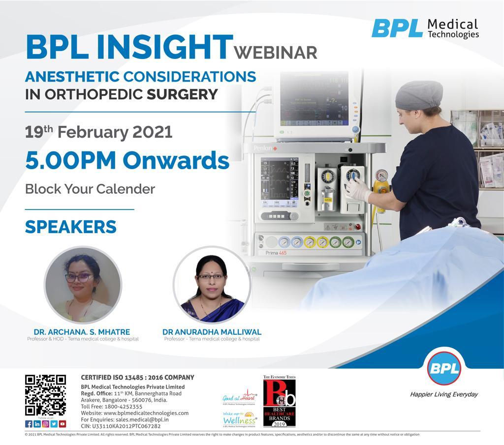 Anesthetic Considerations in Orthopedic Surgery: A Live Webinar Session By BPL Medical Technologies